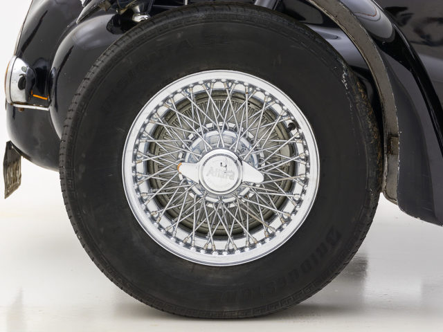 wheel of old allard j2x roadster for sale by hyman classic cars