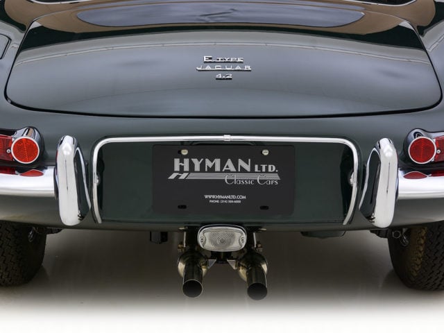 back of jaguar xke roadster for sale by hyman classic cars