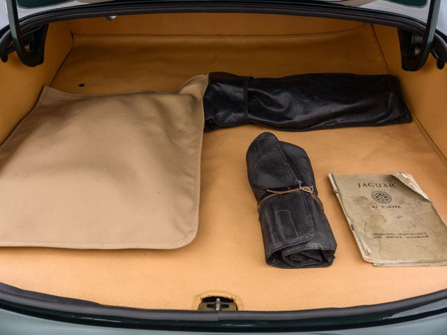 trunk of jaguar xke roadster for sale by hyman classic cars