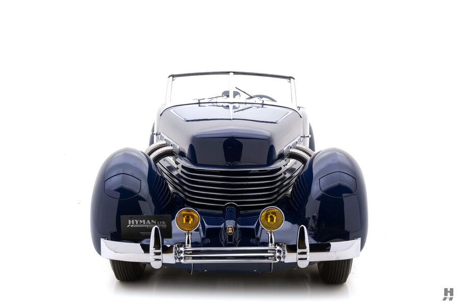 front of antique 1937 cord 812 cv for sale at hyman classic cars