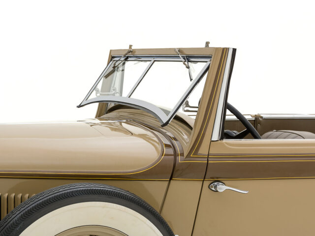 windshield of desoto custom convertible coupe for sale by hyman classic car dealers