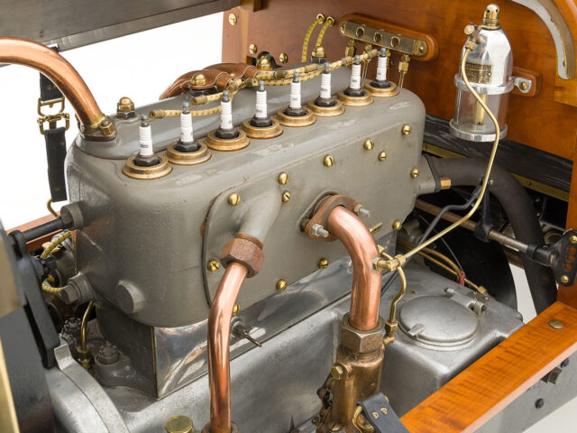 engine of white model speedster for sale by hyman classic car dealers