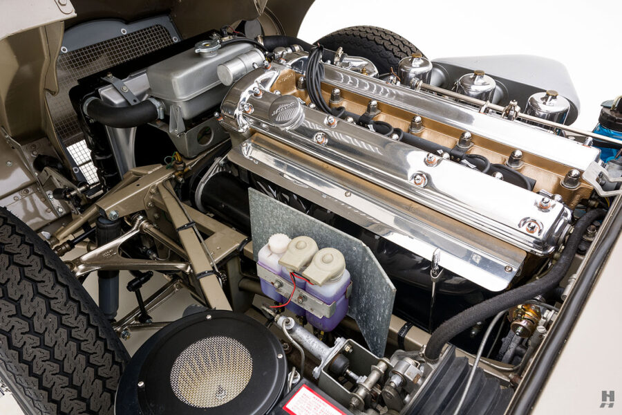 engine of old jaguar xke coupe for sale by hyman car dealers