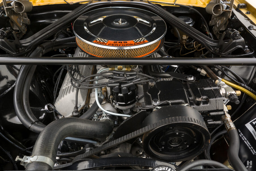 engine of ford mustang goldfinger fastback for sale by hyman dealers