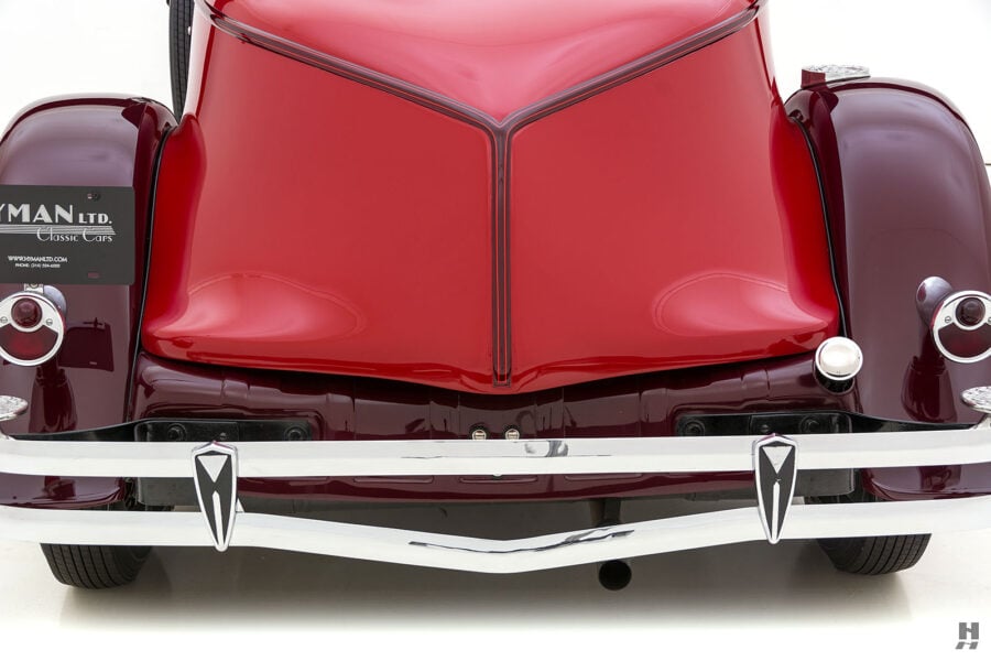 Close Up of Back End of Classic 1931 Hudson Greater Eight Boattail Speedster For Sale at Hyman Automobiles in St. louis