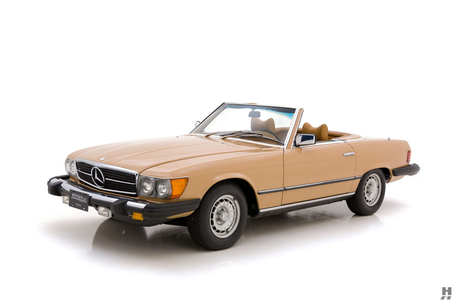 angled view of vintage mercedes-benz for sale at hyman classic cars