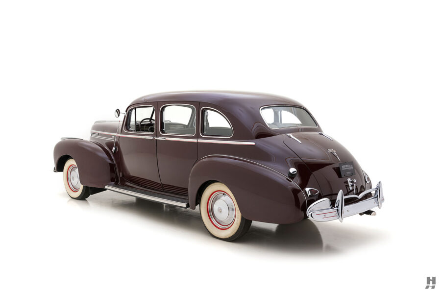 angled back side view of hudson sedan for sale at hyman classic cars
