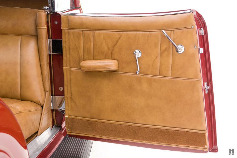 passenger's side door of old 1935 auburn convertible sedan for sale at hyman classic cars