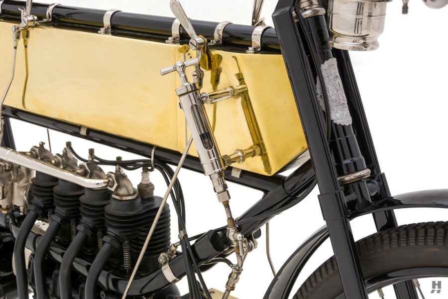 close up of motor on vintage motorbike for sale at hyman classic cars