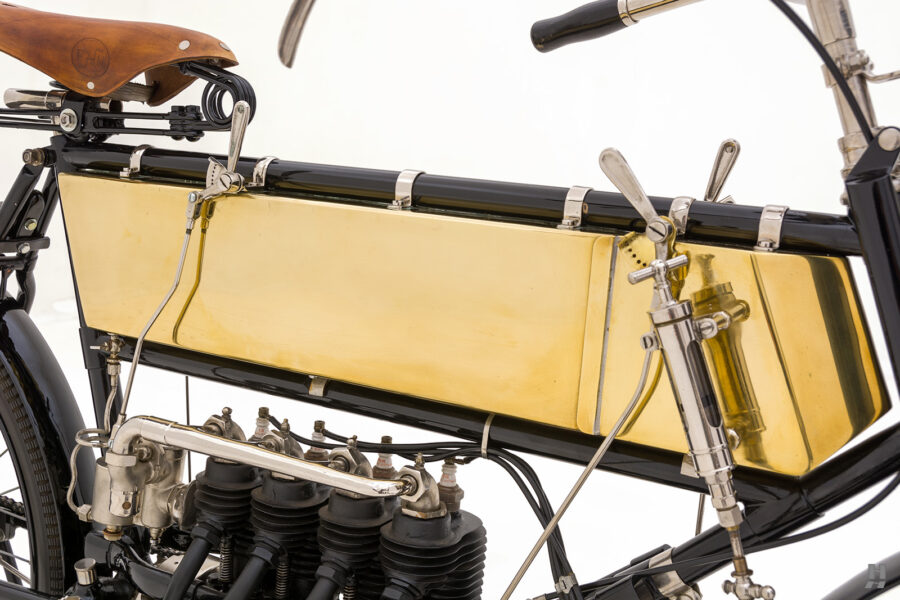 close up of chambers on vintage motorbike for sale at hyman classic cars