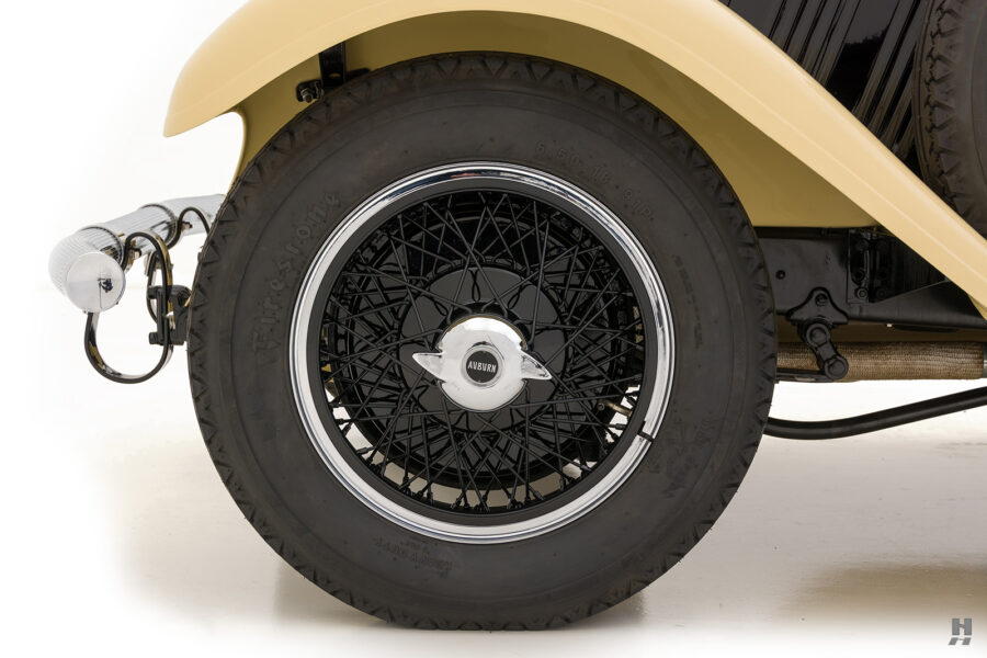 back tire of old auburn speedster for sale at hyman classic cars