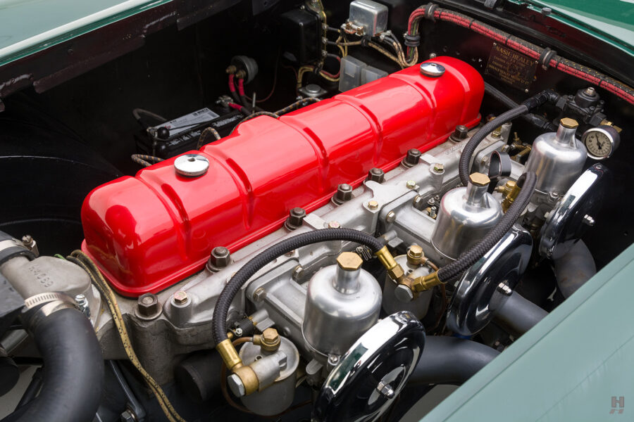 engine of old nash healey roadster for sale by hyman car dealers