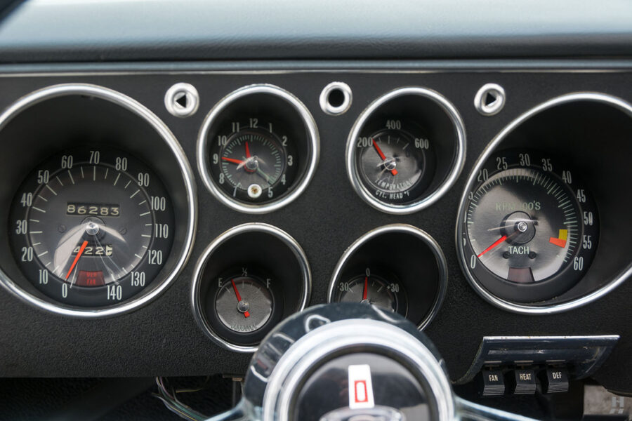 dashboard of chevrolet corvair convertible for sale by hyman classic cars