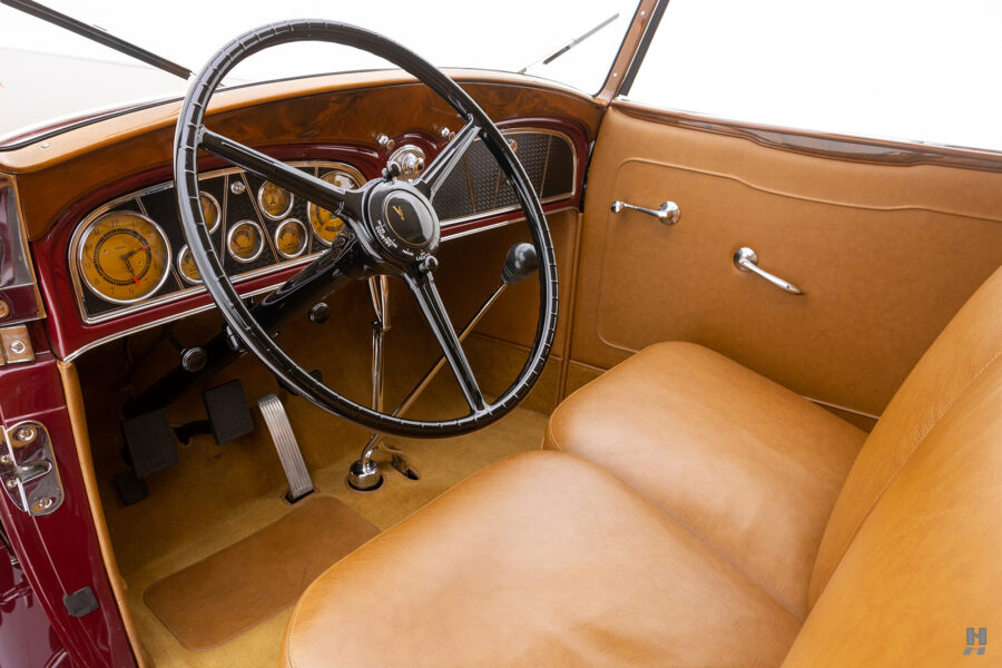 front interior of old 1933 cadillac convertible coupe for sale by hyman dealers
