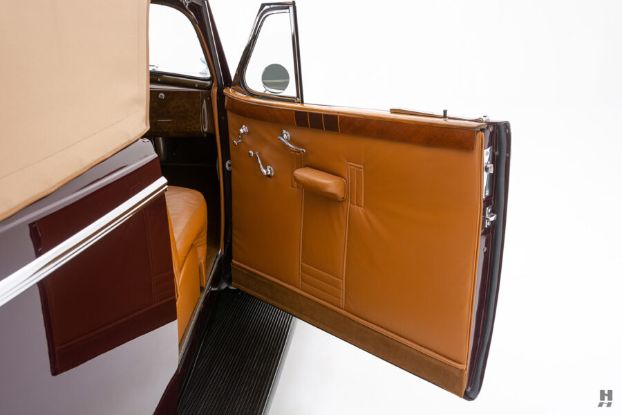 passenger's door of old 1938 cadillac convertible coupe for sale at hyman