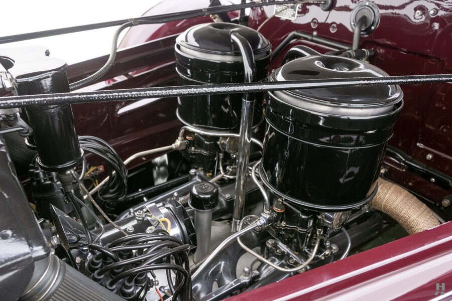 engine of old 1938 cadillac convertible coupe for sale at hyman