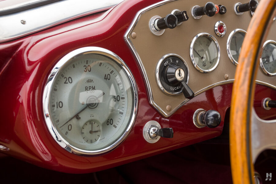 dashboard of old arnolt mg coupe for sale by hyman vintage car dealers
