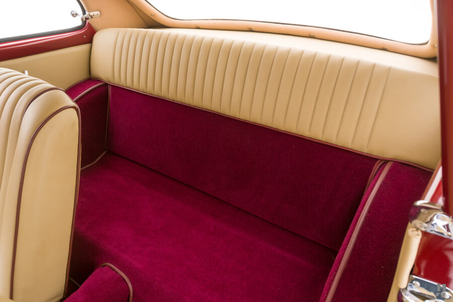 back interior of old arnolt mg coupe for sale by hyman vintage car dealers