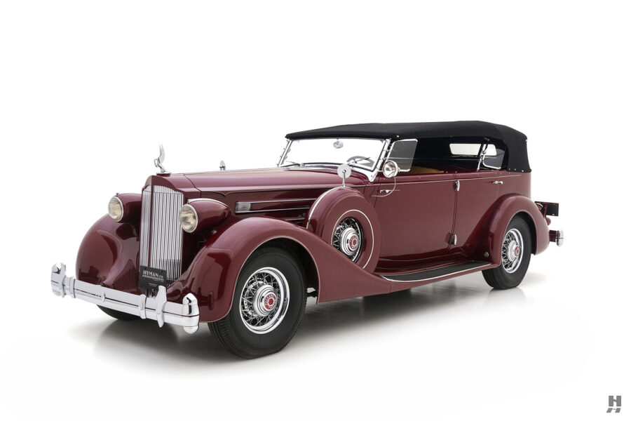 frontside of old packard twelve sport phaeton for sale by hyman classic car dealers