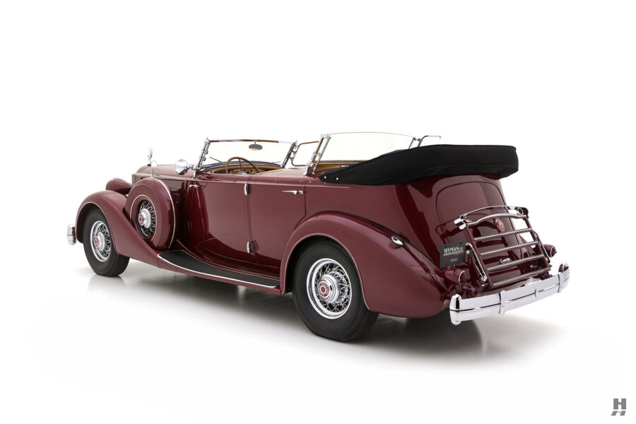 backside of old packard twelve sport phaeton for sale by hyman classic car dealers