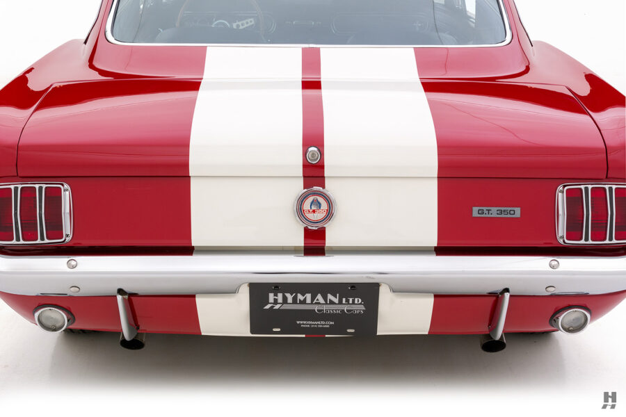Back of old Shelby GT350 for sale by Hyman classic car dealers