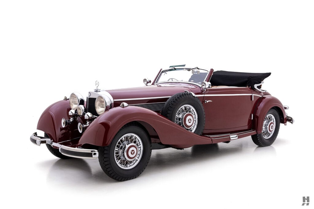 front of antique 1938 Mercedes-Benz 540 K Cabriolet A for sale by Hyman classic cars