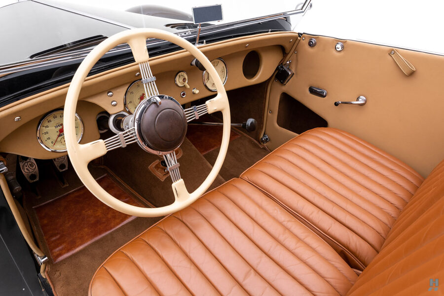front interior of antique 1950 AC Mk1 2 Litre Sports Tourer for sale by Hyman classic cars