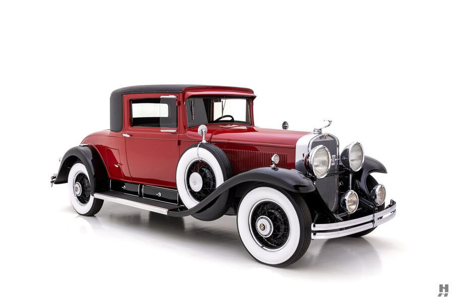 Front of antique 1930 Cadillac 353 Coupe for sale by Hyman classic car dealers