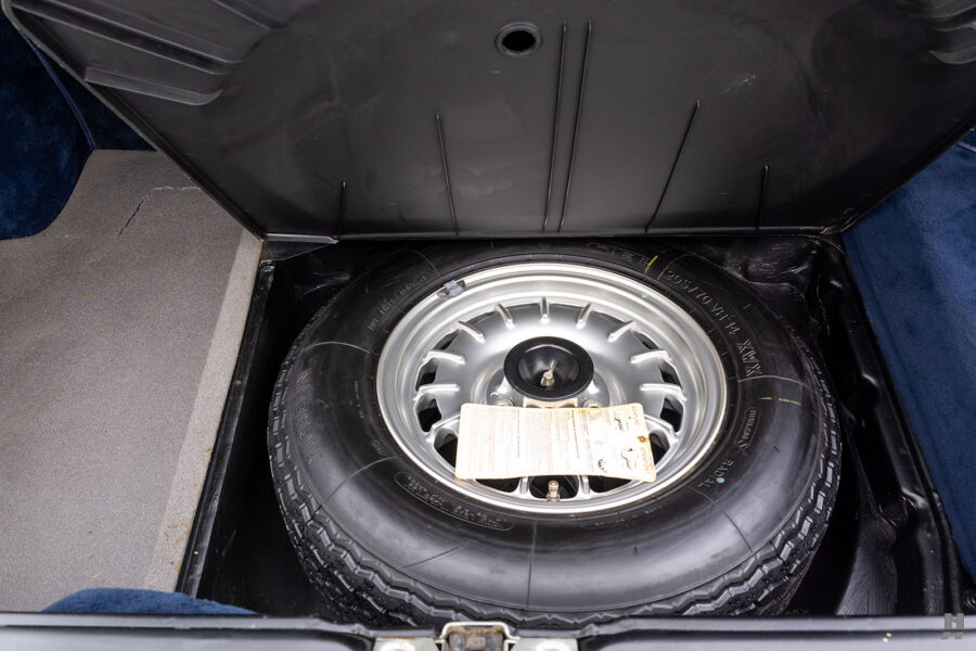 Spare tire of old Mercedes-Benz 450 SLC for sale by Hyman classic car dealers