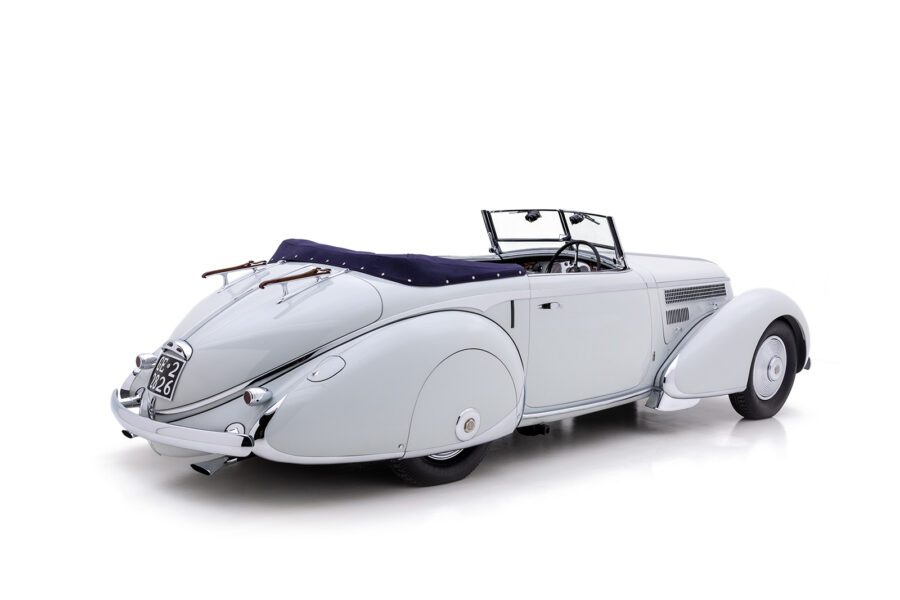 back of antique 1936 Lancia Astura Cabriolet for sale by Hyman classic car dealers